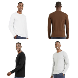 Camiseta Deportiva Casual de Manga Larga para Hombre, 100% Algodón, Secado Rápido, Corte Ajustado, Color Sólido, con Bolsillo, Tejido de Punto - Product Image 1