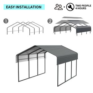 Garage Esterno Resistente 10x15 FT con Base Rinforzata e Tetto in Acciaio Zincato per Auto e Barche, Riparo Metallico per Veicoli - Product Image 5