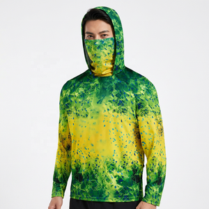 Sweat à capuche à manches longues pour homme, imprimé rayé, UPF50, anti-UV, imperméable, respirant, coupe-vent, vêtements de pêche, veste d'extérieur, 100% polyester - Product Image 4