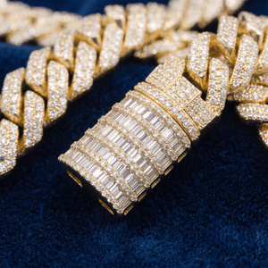 Chaîne cubaine en or massif 9K de 12 mm, sertie de diamants naturels taille brillant, 2 rangs de pierres, style Miami Iced VVS, prix de gros - Product Image 3