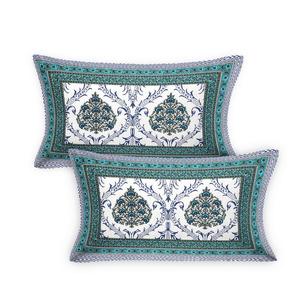 Drap de lit double en pur coton imprimé, motif floral turquoise, avec taies d'oreiller assorties, vente en gros - Product Image 3