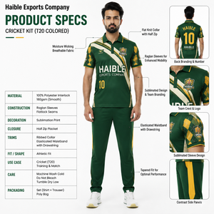 <b>Men's</b> Custom Sublimated T20 Cricket Kit Heritage Gold & Green 100% Polyester Match Uniform - Product Image 5