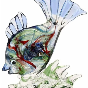 แก้วเป่ามือรูปหงส์ งานฝีมือธรรมชาติจาก Tiny Glass World ของตกแต่งธีมสัตว์ทะเล ของตกแต่งบ้านช่วงคริสต์มาส งานศิลปะจำลอง รัฐราชสถาน - Product Image 1