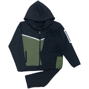 Ensemble de survêtement décontracté pour garçons 2026, gris, avec blocs de couleur, manches longues, capuche et fermeture éclair, idéal pour l'automne - Product Image 4