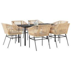 Juego de comedor de jardín de ratán sintético marrón de 7 piezas con fundas extraíbles - Product Image 1