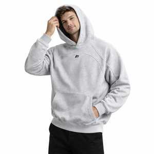 <b>Men</b> Hoodies Luxury Panel Custom Grey <b>Men</b>’s Hoodies Cotton Fleece <b>Pullover</b> Hoodie Minimal Logo Streetwear Heavyweight Hoodies - Product Image 3