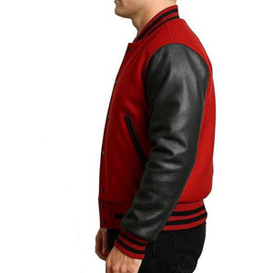 Viral Varsity <b>Jacket</b> Custom Luxury Black <b>Men's</b> Varsity <b>Jacket</b> <b>Leather</b> Sleeves Letterman <b>Jacket</b> Premium Wool Baseball <b>Jacket</b> OEM - Product Image 4