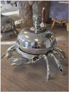 Silver Plated Stainless Steel Crab Figurine Polished Animal Shape Art Collectible Decorative Desk Bell - Product Image 3