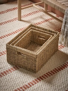 Set of 3 <b>rectangular</b> seagrass <b>baskets</b> Handmade Storage <b>Basket</b> Wholesale eco-friendly Made in Vietnam - Product Image 2