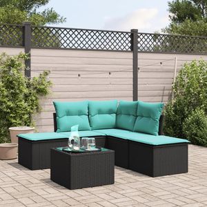 Ensemble de canapés de patio en polyrotin noir avec coussins, mobilier de jardin extérieur, design contemporain imperméable - Product Image 1
