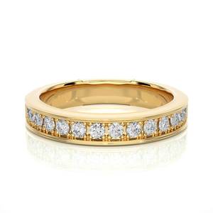 Lab Created Round Diamonds Yellow Gold Channel Set High Quality Diamond Half Eternity Band Fine <b>Proposal</b> & Anniversary Jewelry - Product Image 1
