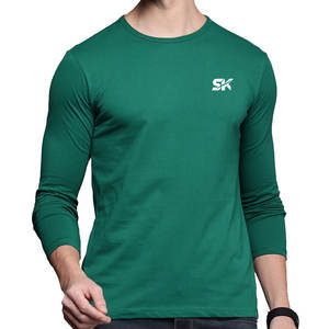 Créez votre propre logo sur un t-shirt uni à manches longues, col rond, style streetwear pour homme - Product Image 1