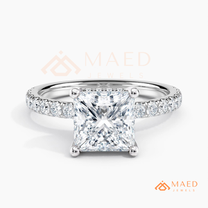 Moissanite Princess <b>Solitaire</b> <b>Ring</b> for Women <b>Silver</b> Tone Engagement Anniversary Jewelry Elegant Daily Style - Product Image 5