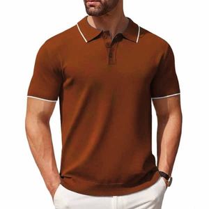 Chemise à manches courtes pour homme, couleur unie, 100% polyester, tricotée, décontractée élégante, respirante, coupe classique, haute qualité, personnalisable - Product Image 4