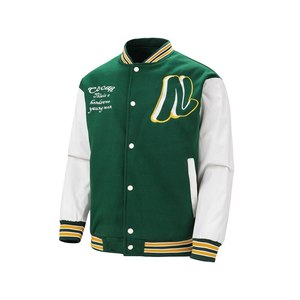 เสื้อแจ็คเก็ตวาร์ซิตี้สี<span class=keywords><strong>น</strong></span>้ำตาลสำหรับผู้ชาย ปักตัวอักษร N สไตล์พรีปปี้ ปกคอพับ ทรงปกติสำหรับฤดูใบไม้ร่วง - Product Image 2