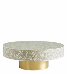 Modern Bone Inlay Resin Round <b>Stool</b> Ottoman Bedside & Coffee <b>Table</b> for Living Room Furniture by FAIZA CRAFT - Product Image 4