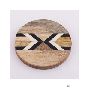 Handcrafted Wooden Round Drink Coasters (<b>Set</b> of <b>6</b>) With Decorative Holder Tabletop Coasters <b>for</b> Tea Coffee Cups. - Product Image 5