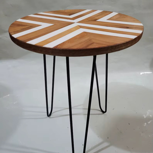Mesa de Comedor Rectangular de Resina y Madera de Acacia Hecha a Mano de Lujo - Tablero Impermeable para Sala de Estar, Oficina en Casa, Retiro, Diwali - Product Image 1
