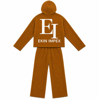 Ensemble veste à capuche en velours côtelé et pantalon large pour homme et femme, avec logo personnalisé, vente en gros, marque privée, unisexe, texturé