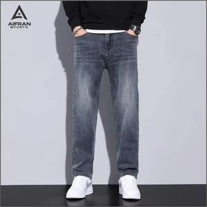 Aifran Jeans de Mezclilla para Hombre de Alta Calidad, Corte Ajustado, Elásticos, Azules y Negros, Precio de Fábrica al por Mayor - Product Image 1