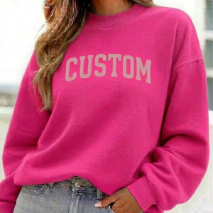 Pull molletonné personnalisé pour femme, col montant, toutes saisons, en polyester/coton épais 340g, écologique, avec logo brodé sur le devant - Product Image 1