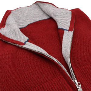 Cardigan en tricot pour homme avec fermeture éclair, col rabattu, couleur unie, pull d'hiver anti-boulochage - Product Image 5