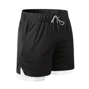 Shorts de sport 2-en-1 pour hommes grandes tailles, à compression, écologiques, longueur genou, respirants, vintage, taille mi-haute, avec cordon de serrage, tricotés - Product Image 4