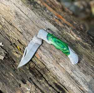 Navajas de Bolsillo Personalizadas con Grabado Profesional, Hoja Plegable de Acero de Damasco, Mini Navaja Táctica para Caza, Camping, Supervivencia al Aire Libre, Regalo - Product Image 2