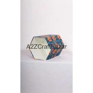 Poubelle élégante hexagonale pliable en carton de papier coton fait main, à ouverture supérieure, imprimée, pour usage intérieur/extérieur et bureau - Product Image 5