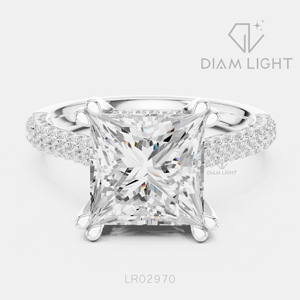 Bague de fiançailles en or blanc 14 carats avec diamant de laboratoire taille princesse 3,64 carats, couleur F+, clarté VS+, certifiée IGI, idéale pour un cadeau - Product Image 1