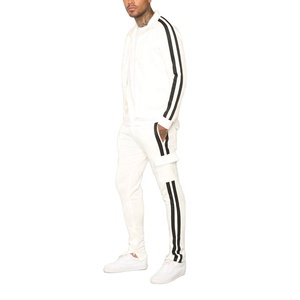 Wholesale Men's Side Sleeve Stripe Tracksuit With Logo Running Sports Suit Long Sleeve <b>Jacket</b> & Pants - Product Image 1