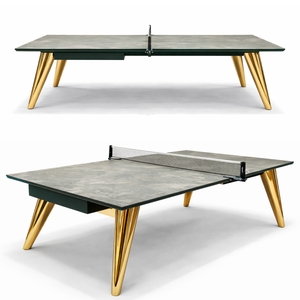 Ensemble de table d'intérieur de luxe moderne et écologique Gusto Neolith avec plateau en pierre et pieds en métal, durable, pour la maison et les clubs, inclut une filetage - Product Image 3