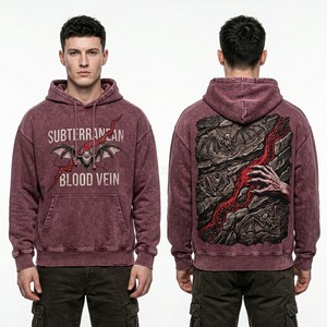 Custom Full Zip Up Hoodie Men Streetwear Oversized Acid Wash <b>Jacket</b> <b>Gothic</b> Graphic Print Heavyweight Cotton Fleece Zip Hoodie - Product Image 3