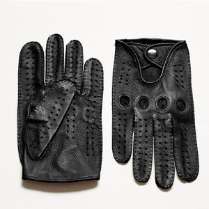 Mitaines d'hiver décontractées en cuir beige, à doigts complets, compatibles écran tactile, avec détection de pointe, paume à grain doux, poignet fendu et doublure cachemire - Product Image 6