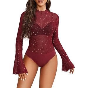 Top Elástico Ligero y Elegante para Mujer, Nueva Colección, Body con Pedrería para la Noche, Venta Especial - Product Image 5