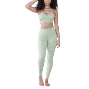 Conjunto de Yoga para Mujer Daniry Industry con Tirantes Cruzados, Leggings de Cintura Alta, Corte Entallado, Transpirable, Degradado Verde, Ropa Deportiva - Product Image 2