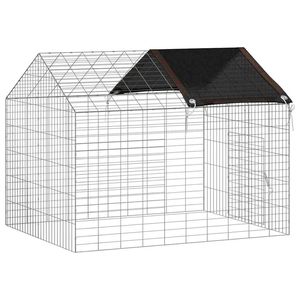 Cage à lapin en acier galvanisé argenté 400 x 78 x 78 cm pour animaux de compagnie - Product Image 6
