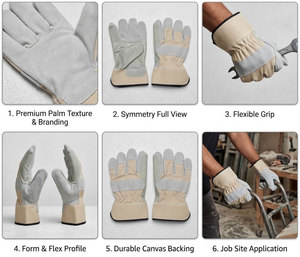 Gants de travail en cuir de vachette pleine fleur renforcé de qualité supérieure, protection des jointures, dos en tissu, certifiés CE, anti-coupure, anti-choc pour - Product Image 6