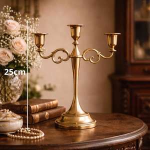 Support à bougie décoratif en métal avec finition plaquée pour la décoration d'intérieur, de mariage et de festivals. - Product Image 2