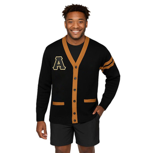 Cardigans noirs à col en V Alpha Phi Alpha en gros, pulls décontractés unisexes tricotés à manches longues avec poches et boutons - Product Image 1