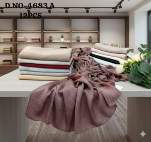 ผ้าคลุมศีรษะและผ้าพันคอเนื้อผ้ามีเท็กซ์เจอร์แบบย่น ดีไซน์หรูหรา ชุด 12 ชิ้น – ผ้าพันคอสีพื้นเนื้อนุ่ม ระบายอากาศได้ดี สำหรับผู้หญิง - Product Image 1