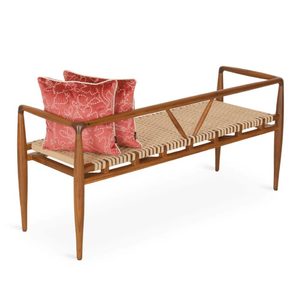 Designer 3 Seater Wooden <b>Bench</b> for Living Room Seating Solid Wood Sofa <b>Bench</b> with Comfortable <b>Cushion</b> Home Furniture - Product Image 2