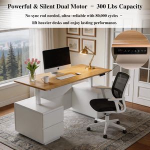 Bureau de direction en forme de L, réglable en hauteur jusqu'à 70,8 pouces, avec base de rangement double et cloison d'intimité, modèle D0100XFXRD7 - Product Image 3