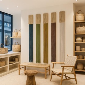 Tapiz de Macramé Vertical con Borlas, Arte Rectangular con Tema de Naturaleza, Decoración para el Hogar, para Sala de Estar - Product Image 1