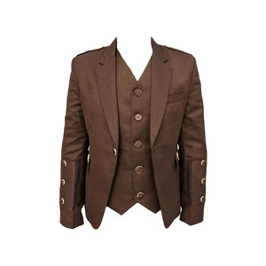 Veste de kilt écossaise en laine 100% marron à motif Argyle avec gilet à 5 boutons Ventoria Enterprises, veste de kilt de mariage, vente en gros, logo personnalisé - Product Image 1