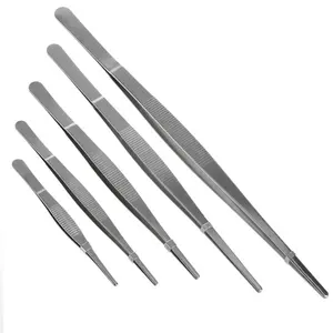 Toothed Tweezers Barbecue Stainless Steel Long Food Tongs Straight Home Medical Tweezer