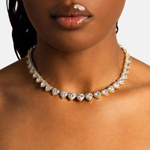 Collar llamativo de cadena de tenis con corte de corazón estilo hip-hop, chapado en oro de 18K, joyería de lujo para mujer para bodas - Product Image 5