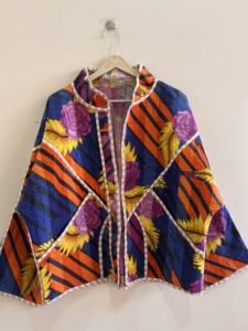 เสื้อแจ็คเก็ตผ้าควิลท์ทำมือสไตล์วินเทจแบบคันธาจากอินเดีย  ชิ้นเดียวในโลก - Product Image 2