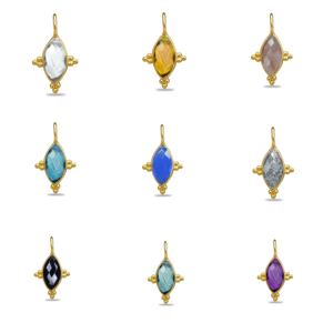 Dijes de moldavita marquesa chapados en oro DIY - Fornituras de joyería hechas a mano al por mayor - Product Image 4