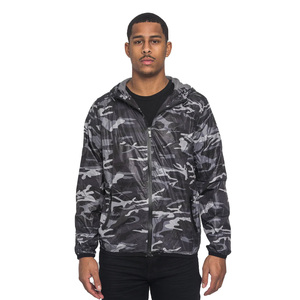 Wholesale Men's Camouflage Print Hooded <b>Waterproof</b> Windbreaker <b>Jacket</b> Zip Front Regular Fit Polyester Outdoor Wear - Product Image 1
